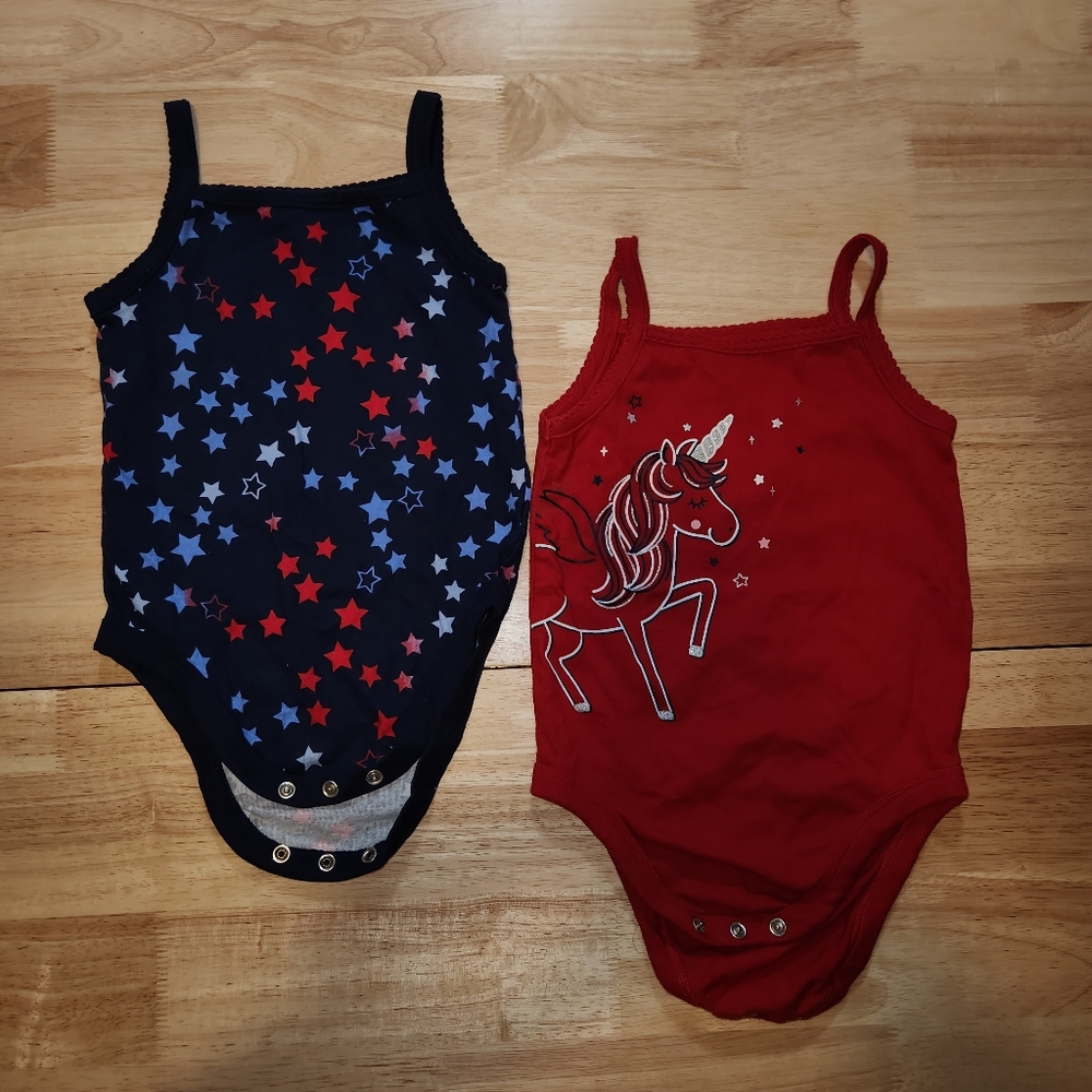 Set of patriotic 4th of July tank top style onesies